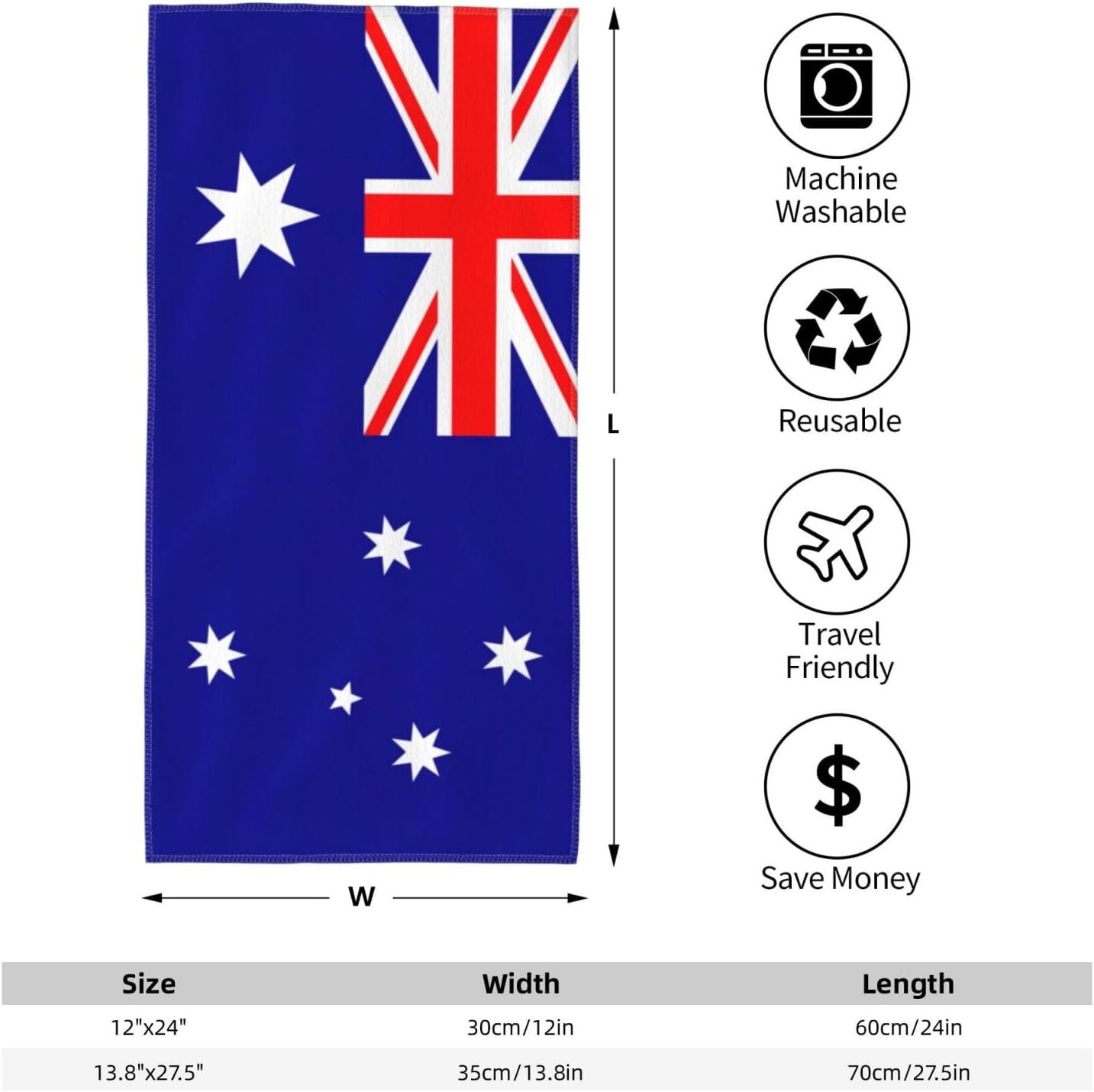 Australian Flag Print Hand Towels for Kitchen, Decorative Bathroom Towels Decor Farmhouse Cute for Men Women Gifts