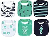 Vista 7 de Maiwa - 6 paquetes de baberos impermeables de algodón para bebés, niñas y niños, con broches para babeo y alimentación Multi0603