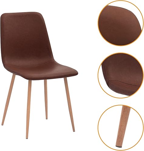 Miniatura 5 de CangLong Asiento de cojín de poliuretano para cocina, sillas laterales modernas de mediados de siglo con patas de metal, juego de 4, respaldo