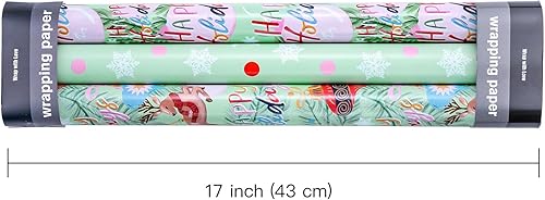 Vista 67 de WRAPAHOLIC Rollo de papel kraft de regalo de Navidad, mini rollo, 3 rollos, 17 x 120 pulgadas por rollo, colección navideña de alce de acuarela
