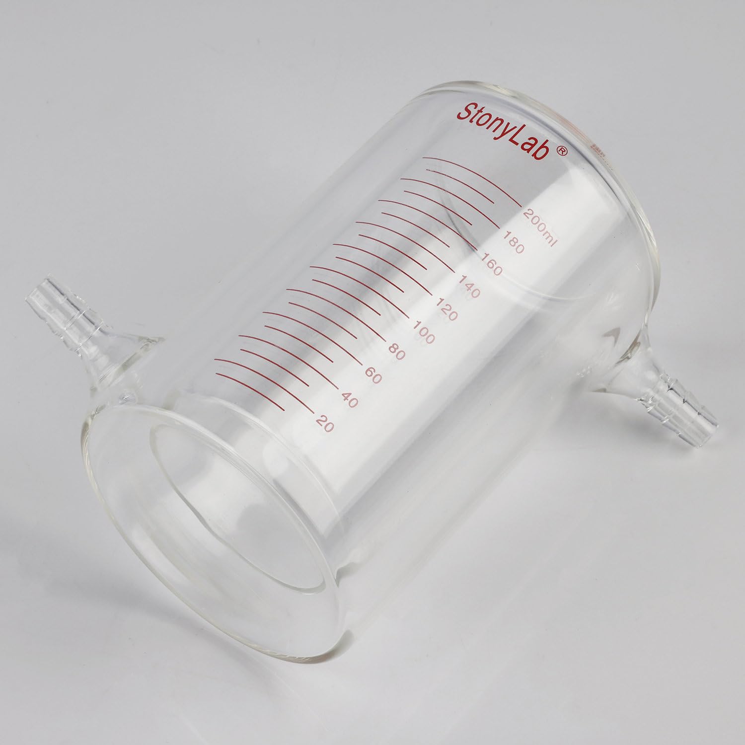 stonylab Becher a Doppia Parete in Vetro, 200 ml, Borosilicato Graduato, Fondo Piatto, Doppio Strato per Reazioni da Laboratorio