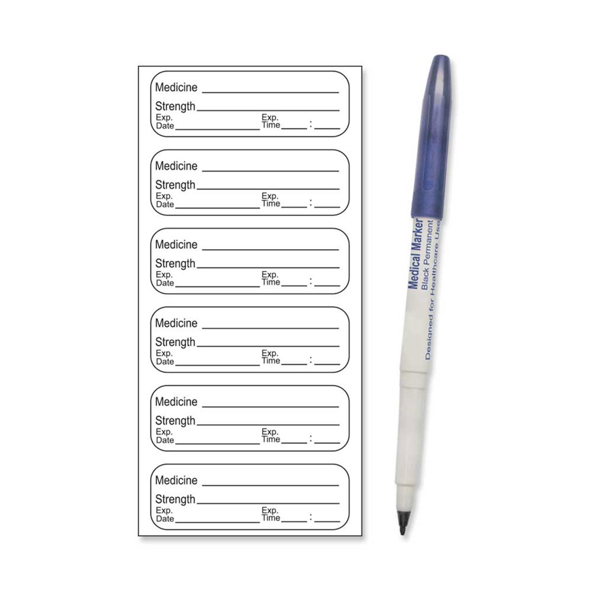 PDC Healthcare STER-27 Permanent Synthetic Sterile Label with Pen, 1-1/2" x 1/2" Size, White, Pack of 100