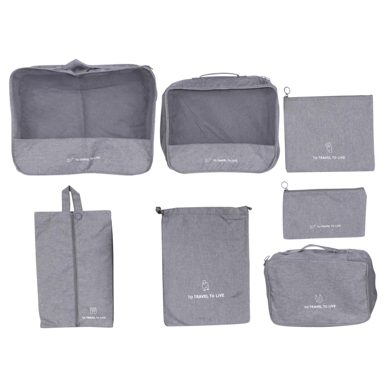 HEMOTON 7 pezzi Organizer da Viaggio in Tessuto con Zip Doppia Sacche Porta Abbigliamento e Intimo per Valigia per Business e Fine Settimana