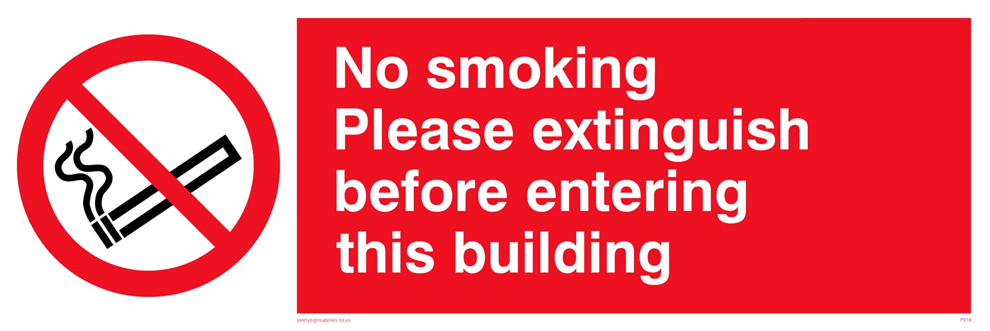 Pack of five - No Smoking Extinguish Sign - 300x100mm - L31