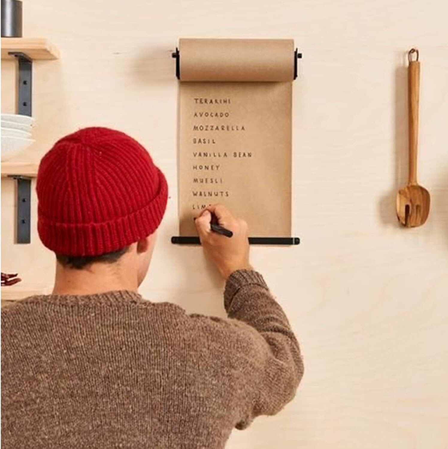 Dispenser di carta da macellaio e taglierino per carta da regalo, organizer in acciaio per rotoli di carta kraft, larghezza 37 cm, facile da usare, bacheca per messaggi per artigianato e cucina