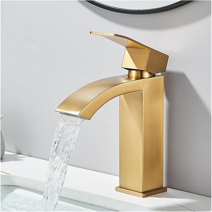 WasserfallBadezimmerEdelstahlMischhahn, heißer und kalter Wasserhahn