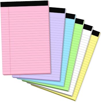 6 Pack Small Legal Pads 5x8 Colored Note Pads 5x8 College Ruled Notepads