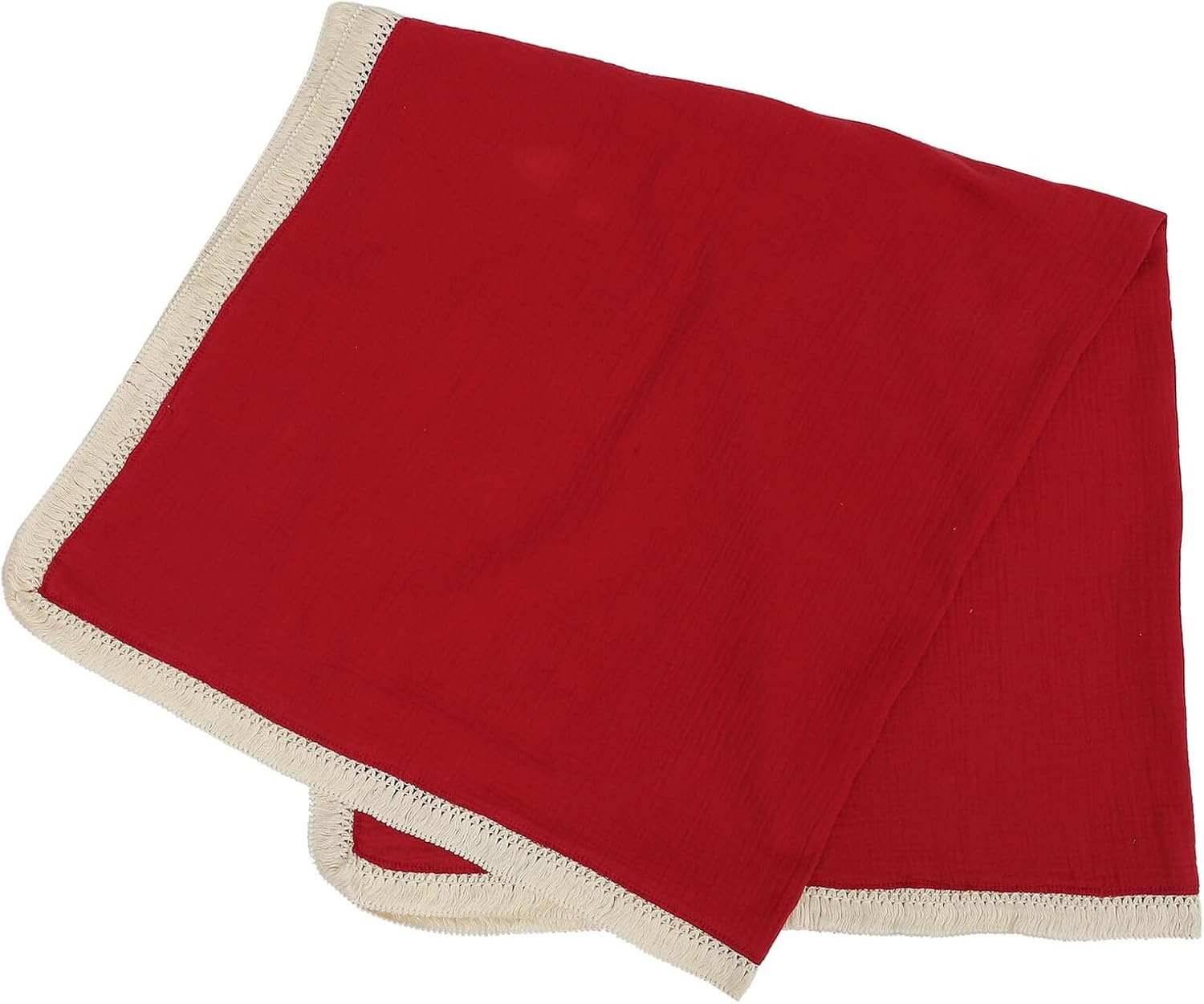 VICASKY Receiving Blanket, Burgundy Nursery Cotton Gauze Blanket with Fringe Edges, Breathable Air-Conditioning Bedding Suitable for Sleep and Nursery Use