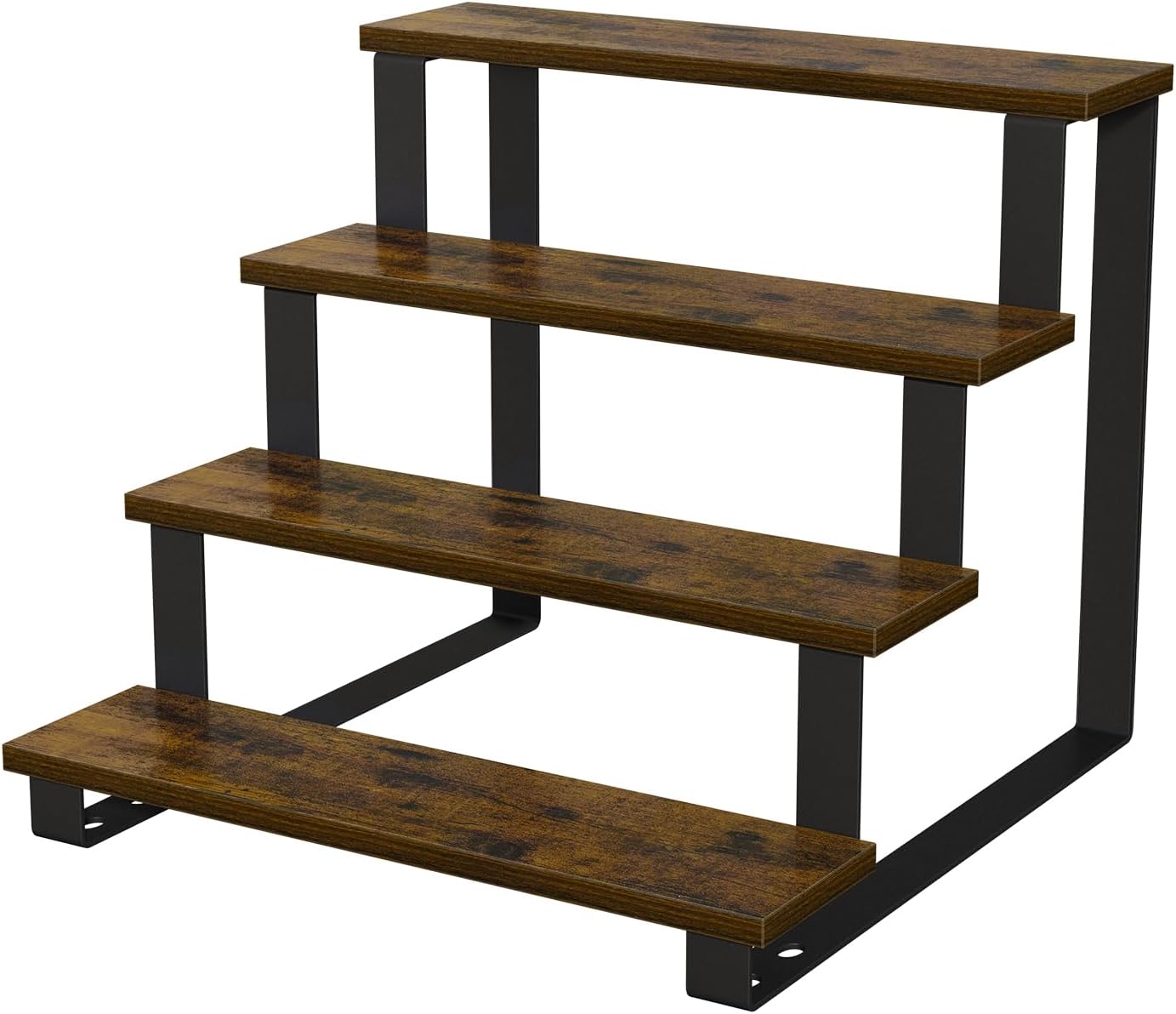 YINMIT Wooden Display Riser Stand,15.75 Inch Tiered Perfume and Cologne Organizer Stand, 4 Tier Spice Rack Organizer, Rustic Display Shelf for Cupcake, Figures, Candles (4 Tier Brown, 15.75 In)