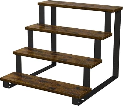 YINMIT Wooden Display Riser Stand,15.75 Inch Tiered Perfume and Cologne Organizer Stand, 4 Tier Spice Rack Organizer, Rustic Display Shelf for Cupcake, Figures, Candles 4 Tier Brown, 15.75 In