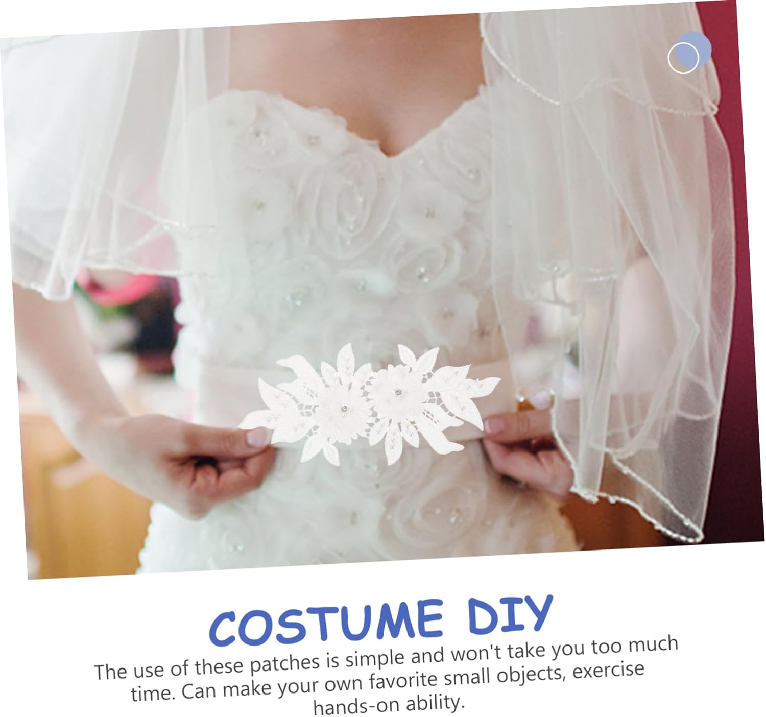 衣服用アップリケ、刺繍入り花柄生地パッチ、衣服用装飾花柄パッチ6個