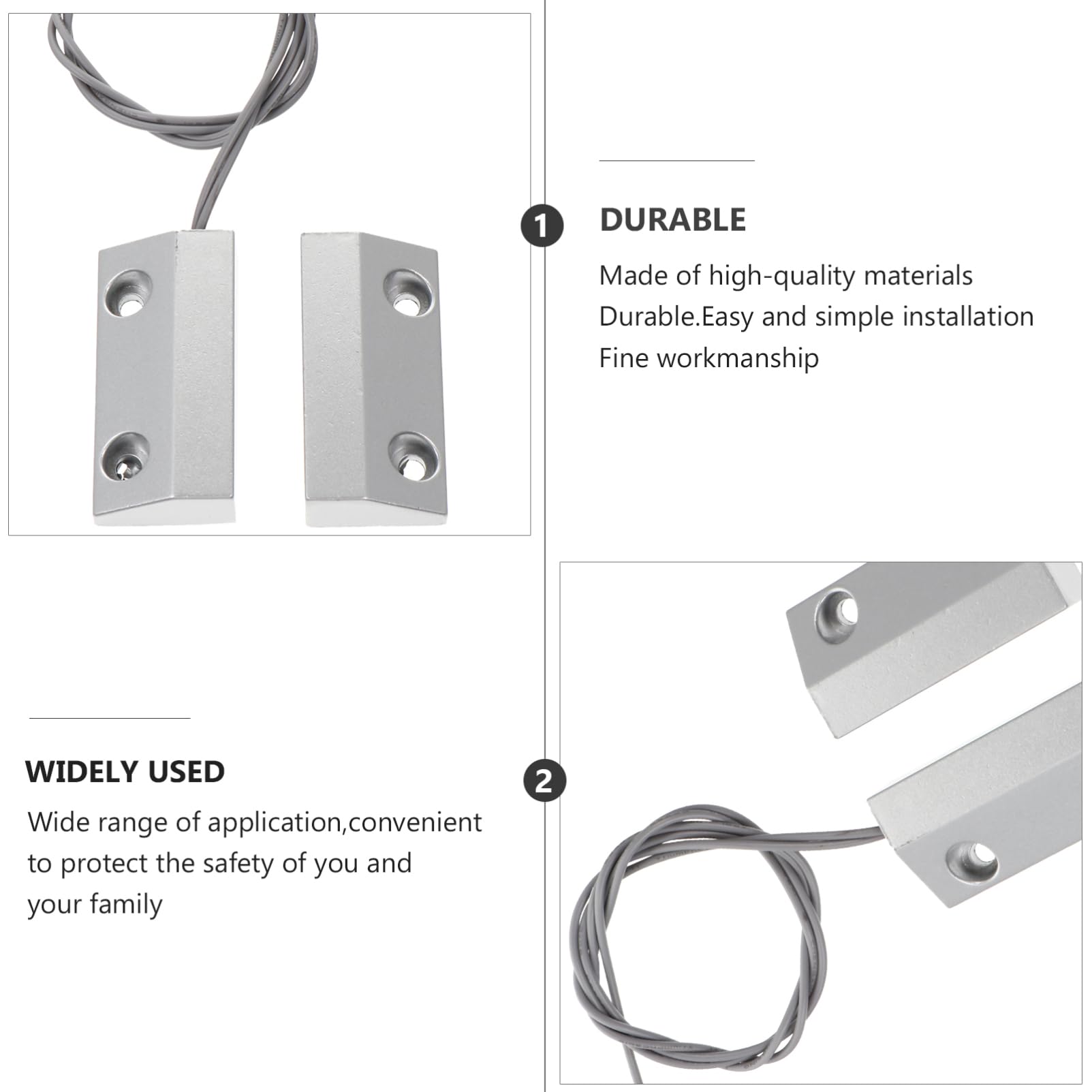 Hemobllo 3ensembles Capteur Alarme Magnétique Filaire De Zinc pour Porte De Garage Et Fenêtre Système De Sécurité avec pour Alarmes De Porte Et Fenêtre Installation Facile Et