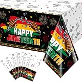 6Pcs Happy Juneteenth Decoration,Plastic Juneteenth Tablecloths June 19th Independence Day Holiday R