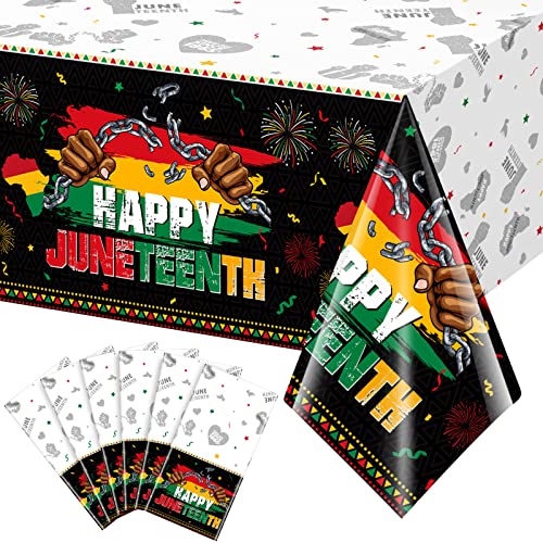 6Pcs Happy Juneteenth Decoration,Plastic Juneteenth Tablecloths June 19Th Independence Day Holiday Rectangle Table Cover For African Afro American Freedom Patriotic Day Party Supplies,54X108 Inch #TOP21