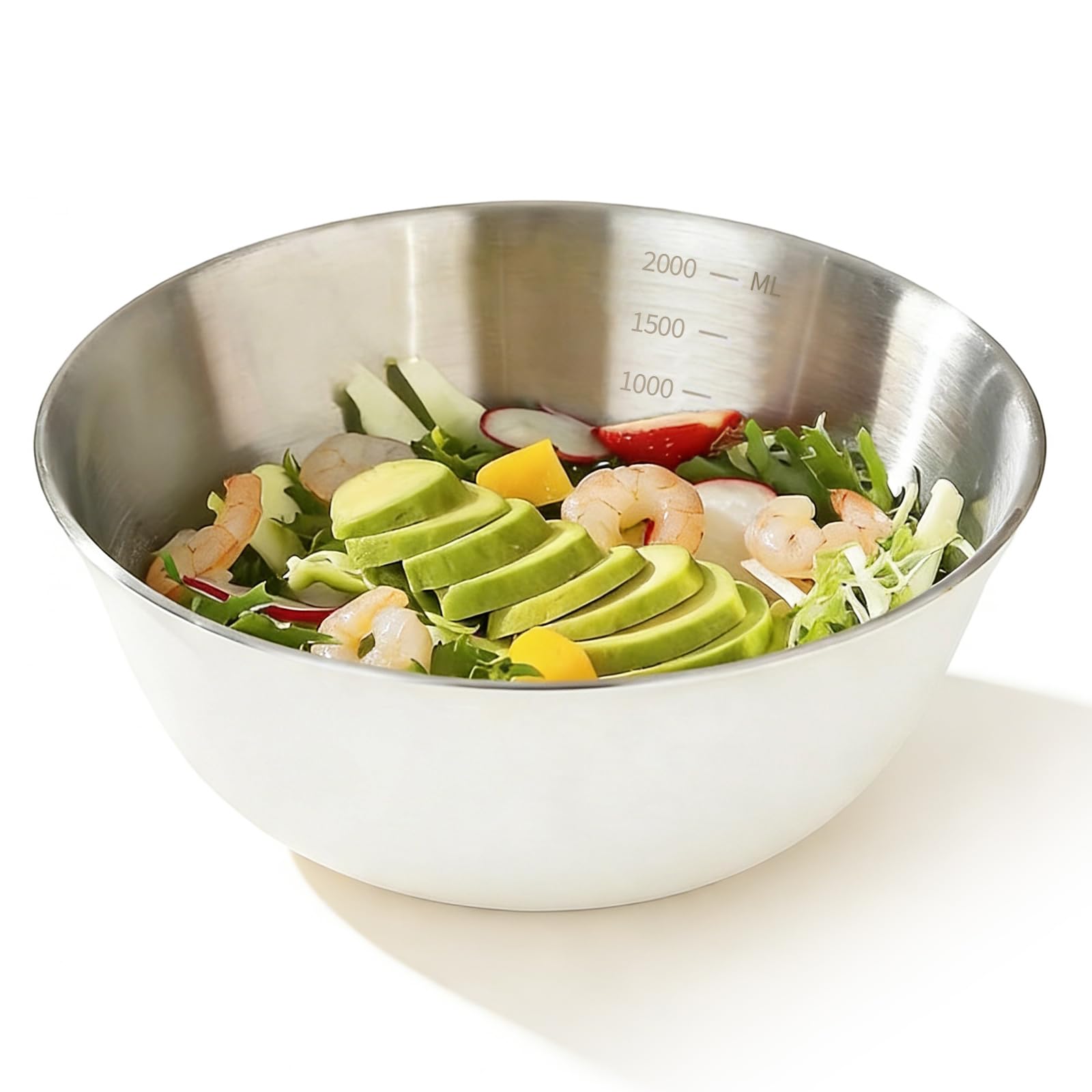 LZYDKH Stainless Steel Bowl Metal Mixing Bowl, 26cm Salad Bowls Large Capacity Salad Bowl Kitchen Food Container for Food Preparing and Serving Dishwasher Safe (Cream)