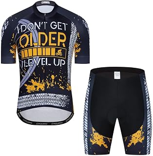 YOUALSO Men's Cycling Jersey Set: Breathable Short Sleeve Shirt & 3D Gel Padded Shorts for Comfortable Rides