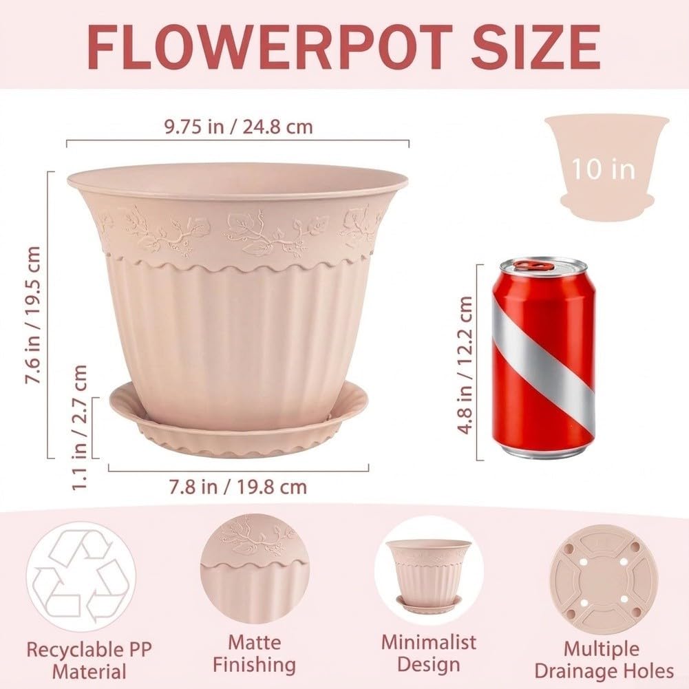 12er Set Pflanztöpfe mit Untersetzer 6-10 Zoll Drainage Mehrere Größen