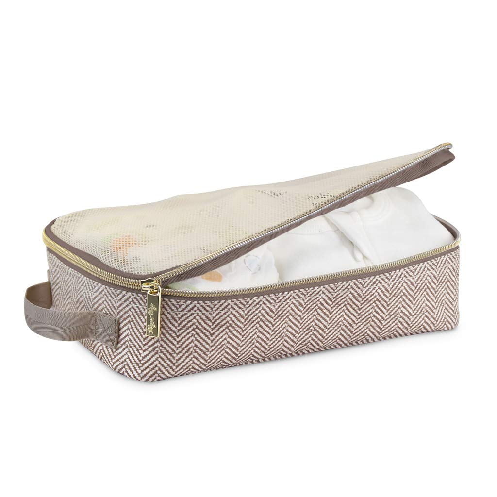 Itzy Ritzy Packing Cubes - Set of 3 Packing Cubes or Travel Organizers; Each Cube Features a Mesh Top, Double Zippers and a Fabric Handle; Taupe : Everything Else