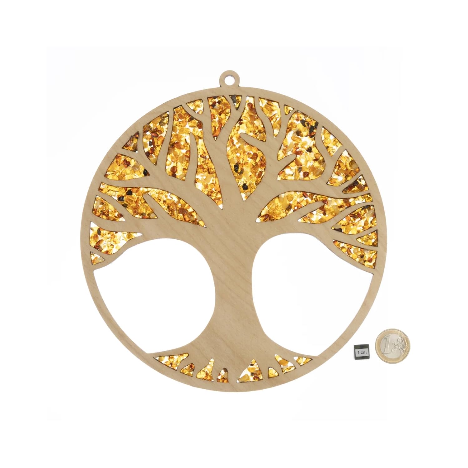 Window Decoration Sun Catcher Large Amber in Birch Wood Tree of Life Diameter 20 cm with Suction Cup Hook 35 mm - Image 2