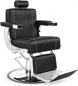 Heavy Duty Barber Chair, Hydraulic Reclining Salon Chair with Headrest