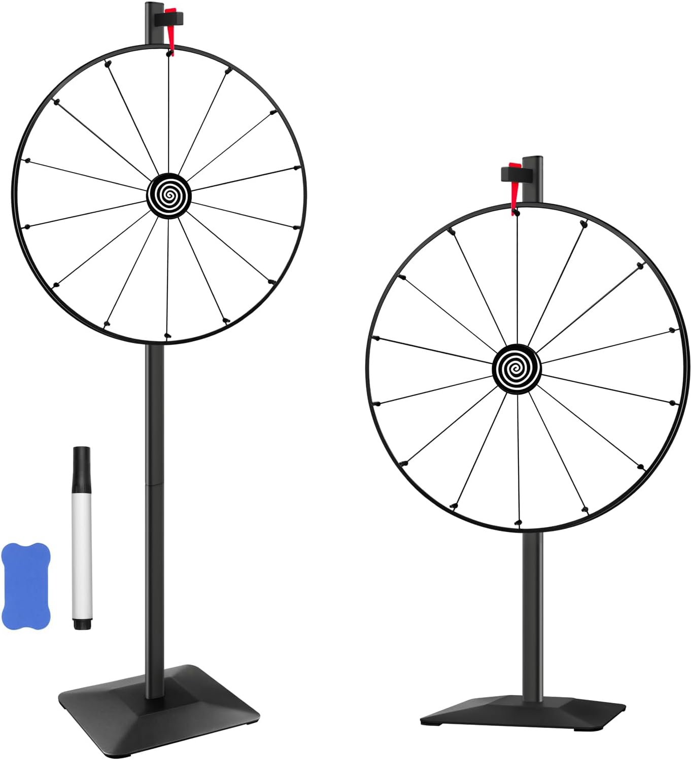 Pionites 24 Inch Prize Wheel for Tabletop or Floor Stand Fortune Spin with Dry Erase Marker and Eraser for Engaging Home Parties, Trade Show, Carnival Events