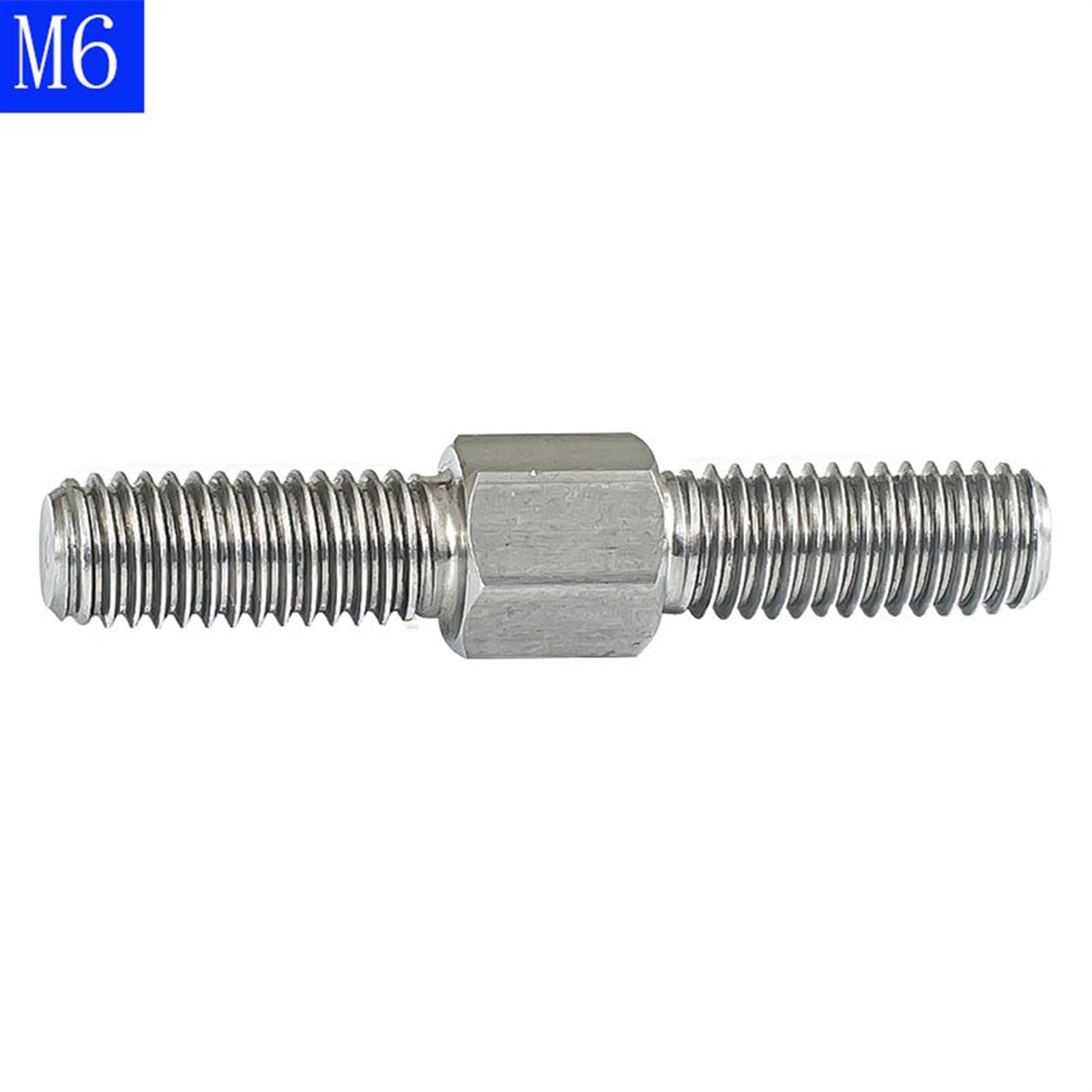 jeu fileté M6 gauche droite Double extrémité filetage 6mm diamètre 1mm pas filetage métrique Double tête vis boulons vis trapézoïdale (Size : M6 x 90mm-1pcs)
