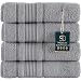 Qute Home 100% Turkish Cotton Bath Towels (27 x 52 inches) 4 Pieces Towel Set, Grey