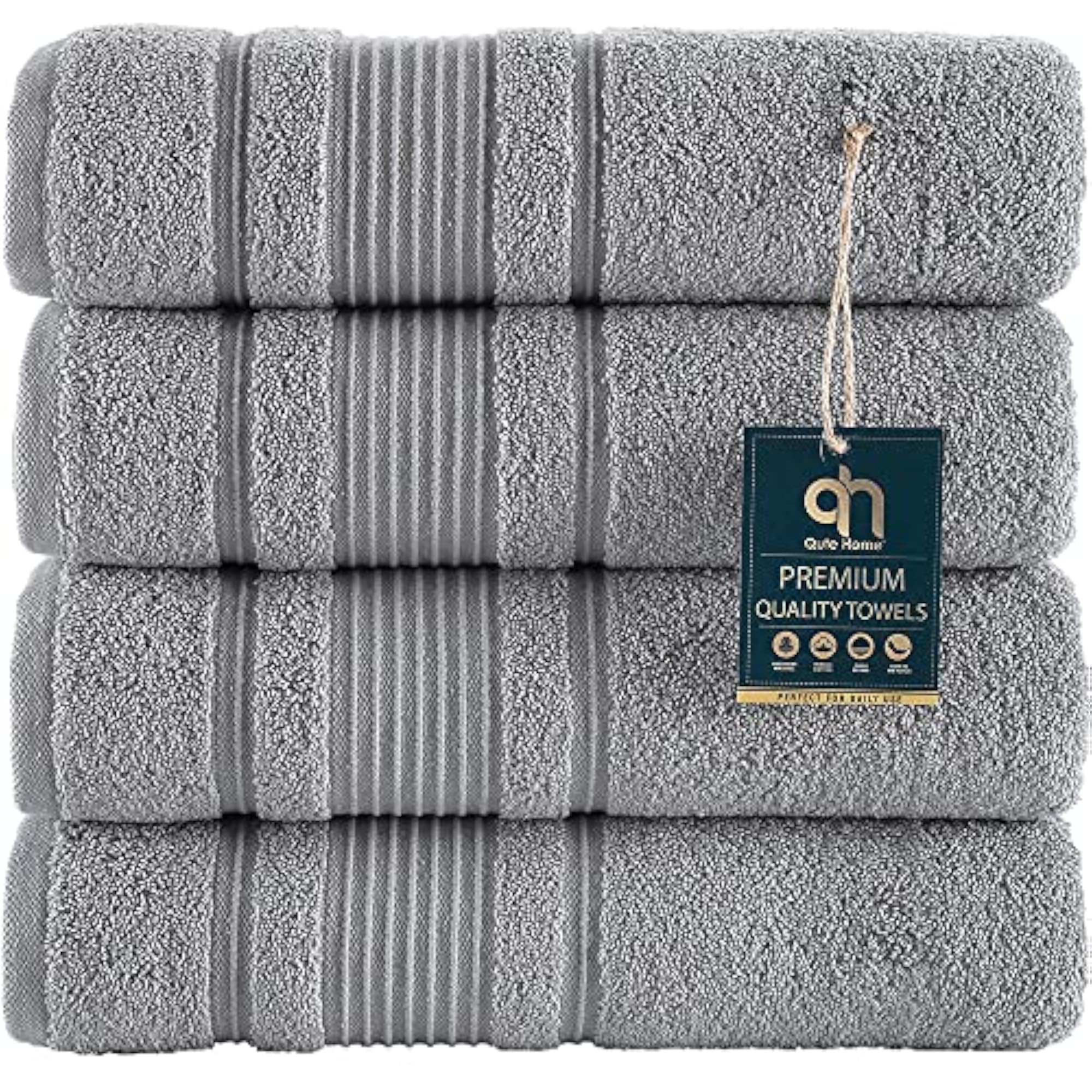 Turkish Cotton Bath Towels Set, Super Soft & Absorbent
