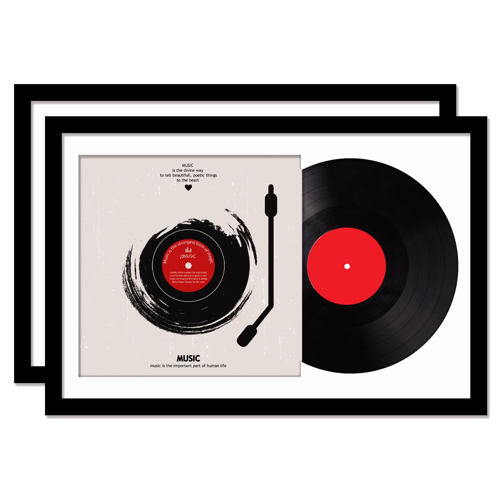 Vinyl Record Frame for the Wall Display Album Cover, Black 16x24 Frame for any 12 Inch LP Record with Cover - 2 Packs/Black