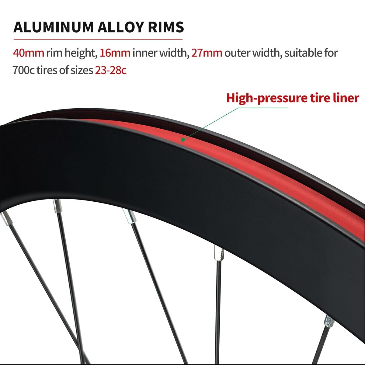 Zestaw kół rowerowych ze stałym zatrzaskiem 700C, felgi ze stopu aluminium, wysokość 40/60 mm, pojedyncze koła przednie i tylne do roweru wyścigowego, piasty z łożyskami PE