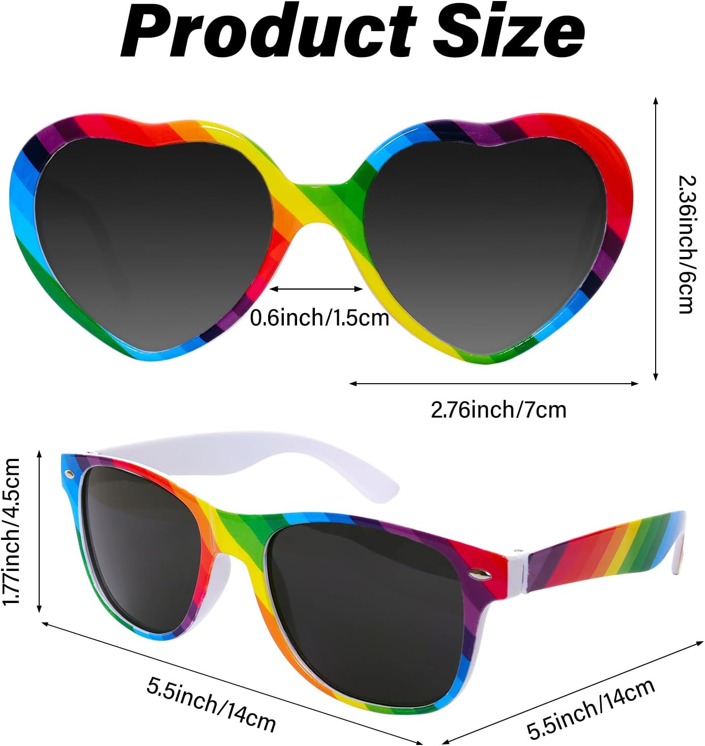 3 Pack Rainbow Pride Sunglasses Retro Colorful Sun Glasses Vintage Trendy Glasses for Women Men Pride Parade, Festival, Party