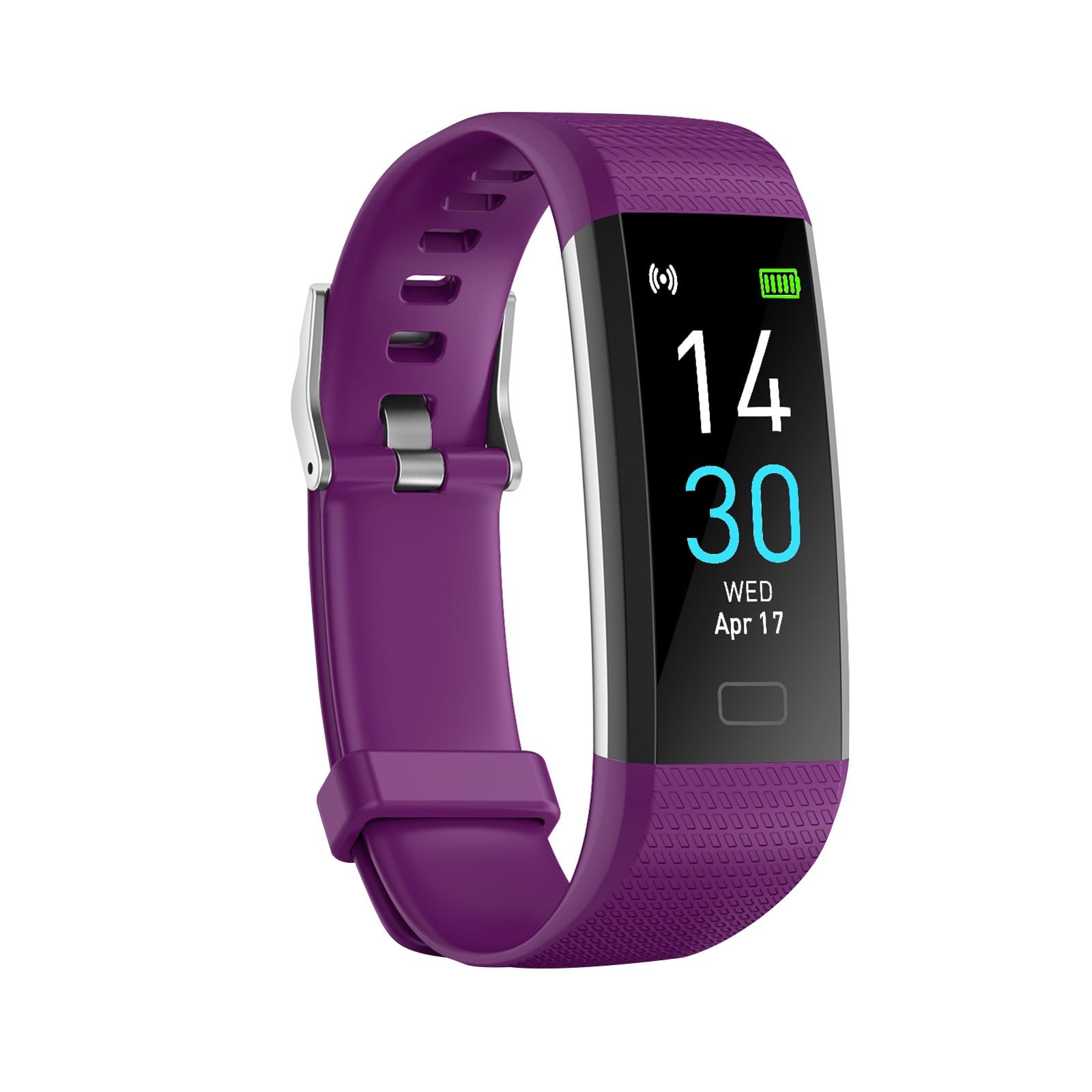 Singular-Point Step Counter Watch Tracker with Sleep Monitor, Activity Tracker with Step and Calories Counter, IP67 Waterproof Fitness Watch with Pedometer Stopwatch with USB In-line Charger (Purple)