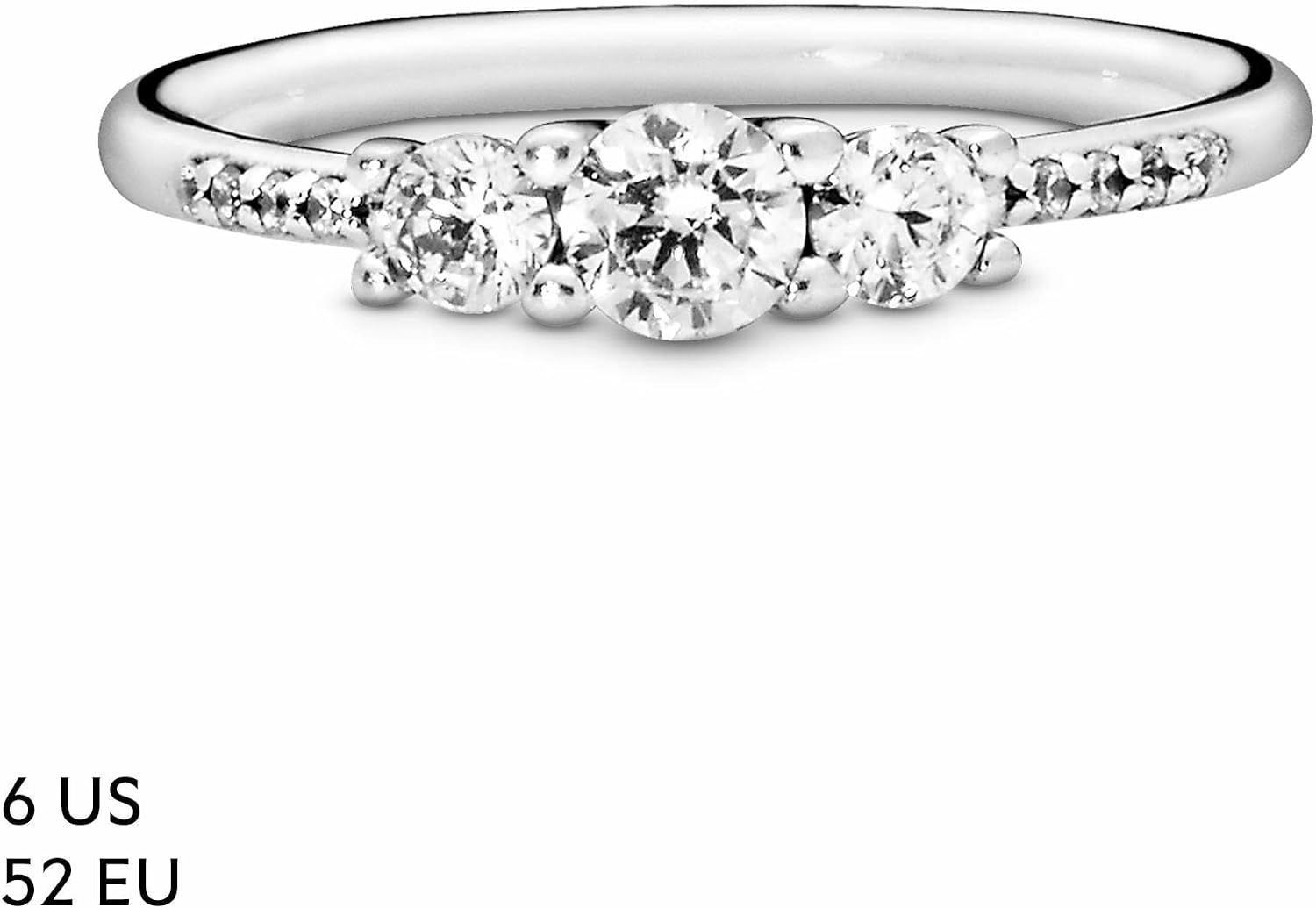 PANDORA Clear Three-Stone Ring - Silver Ring for Women - Layering or Stackable Ring - Gift for Her - Silver with Cubic Zirconia - With Gift Box