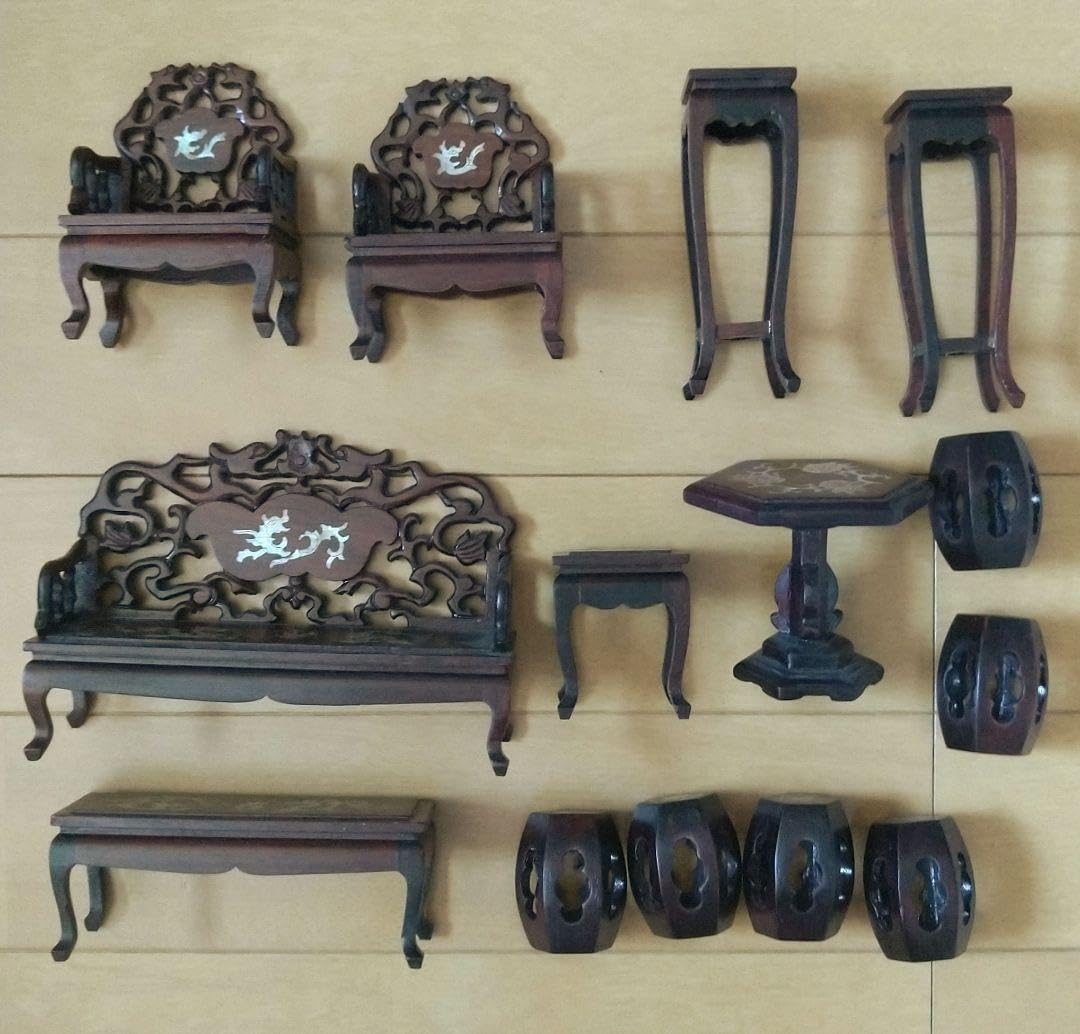 螺鈿 中国 家具 ミニチュア 椅子 テーブル シルバニア テーブル
