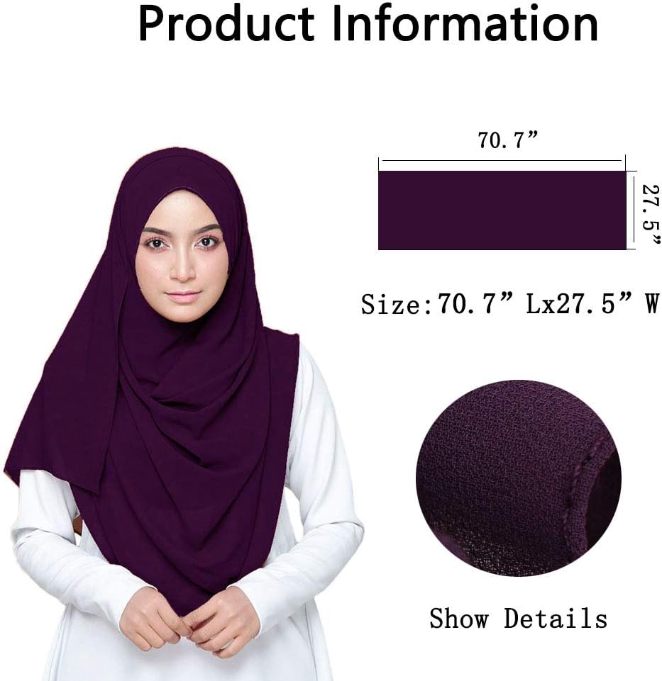 LMVERNA Solid Color Bubble Chiffon Scarf for Women Fashion Soft Hijab Long Scarfs Wrap Scarves - Image 2