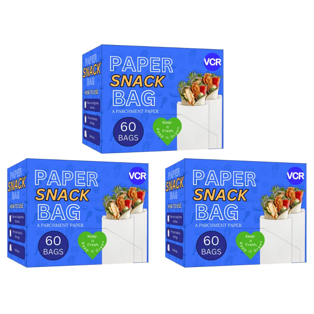 VCR Paper Snack Bags - 120 Pack for Baking & Storage -12