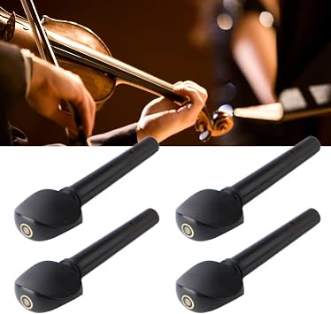 Ebony Viola Tuning Pegs, 4PCS Black Compact Size, Easy Installation, Glossy Finish