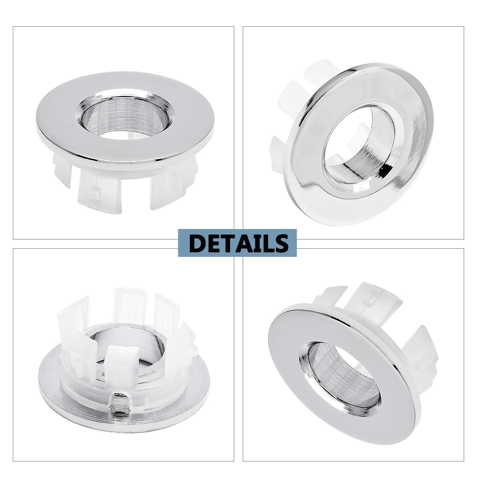 Spunklad 2Pcs Sink Overflow Cover, Basin Sink Overflow Ring, Shower Plughole Cover for Bath Kitchen Sink Plug Replacement - Image 4