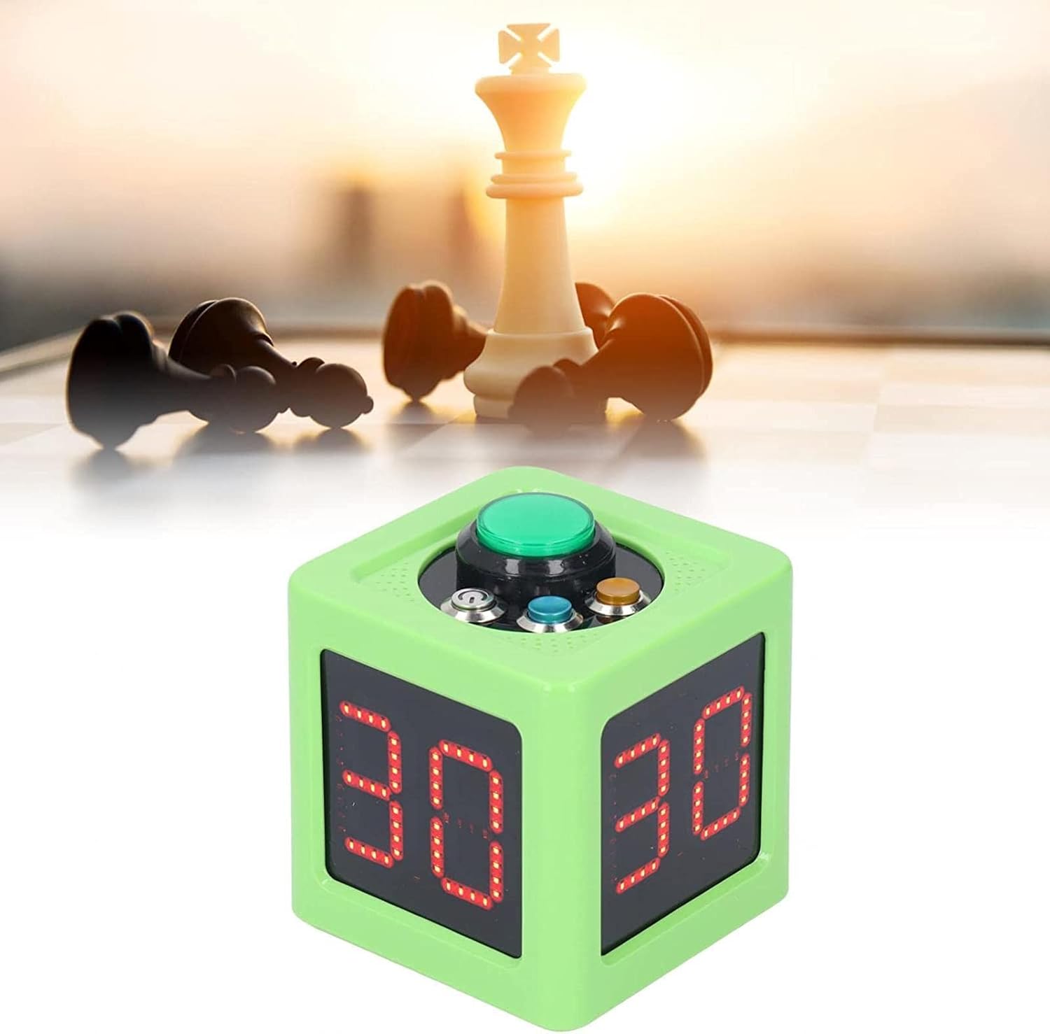 Countdown Stopwatch, Cube Timer 1.4in HD Display Adjustable Brightness with Alarm for Private Poker,Green