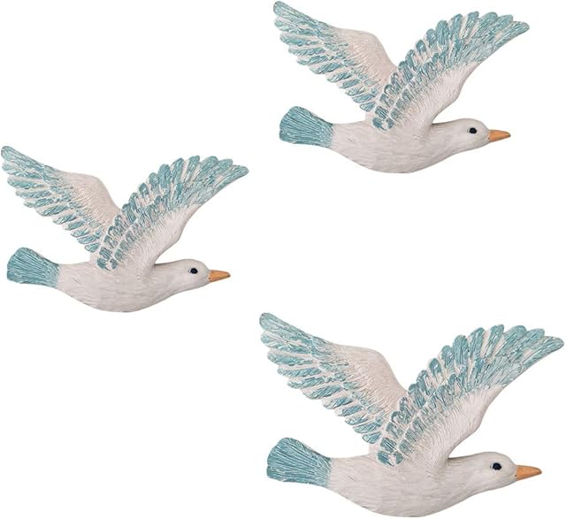 LIOOBO Resin Wall Hanging Seagulls Birds Nautical Beach Wall Decorations Pack of 3