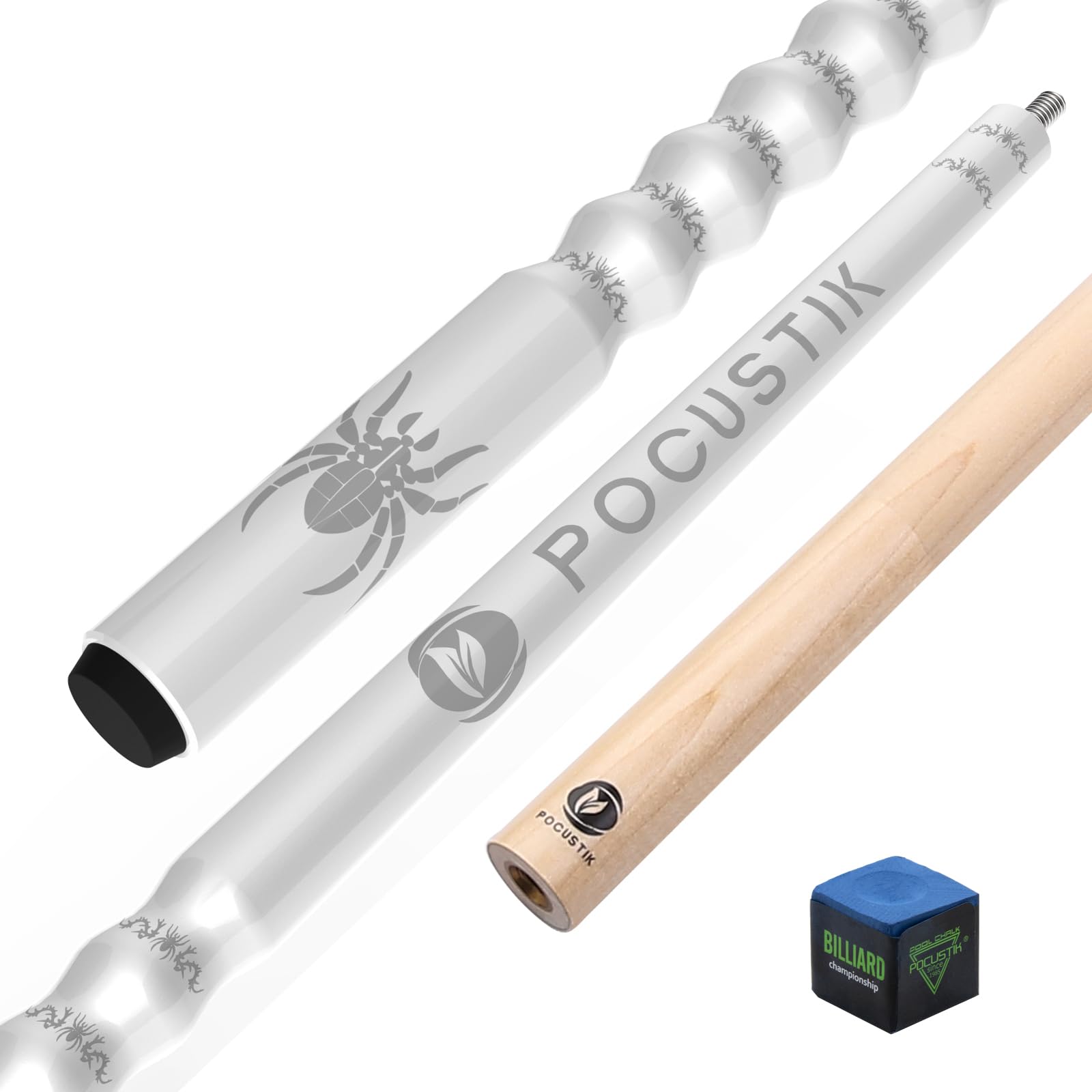 58" 2-Piece Pool Cue, Ergonomic Grip, Canadian Maple, 13mm Tip