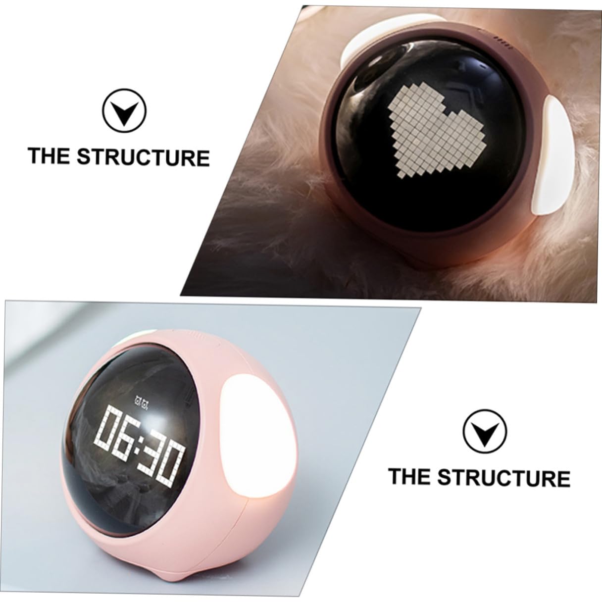 Reloj Despertador Digital Infantil LED con Alarma Luminosa y Control por Voz Reloj Inteligente Recargable para Luz Nocturna Nocturna Rosa para Habitación