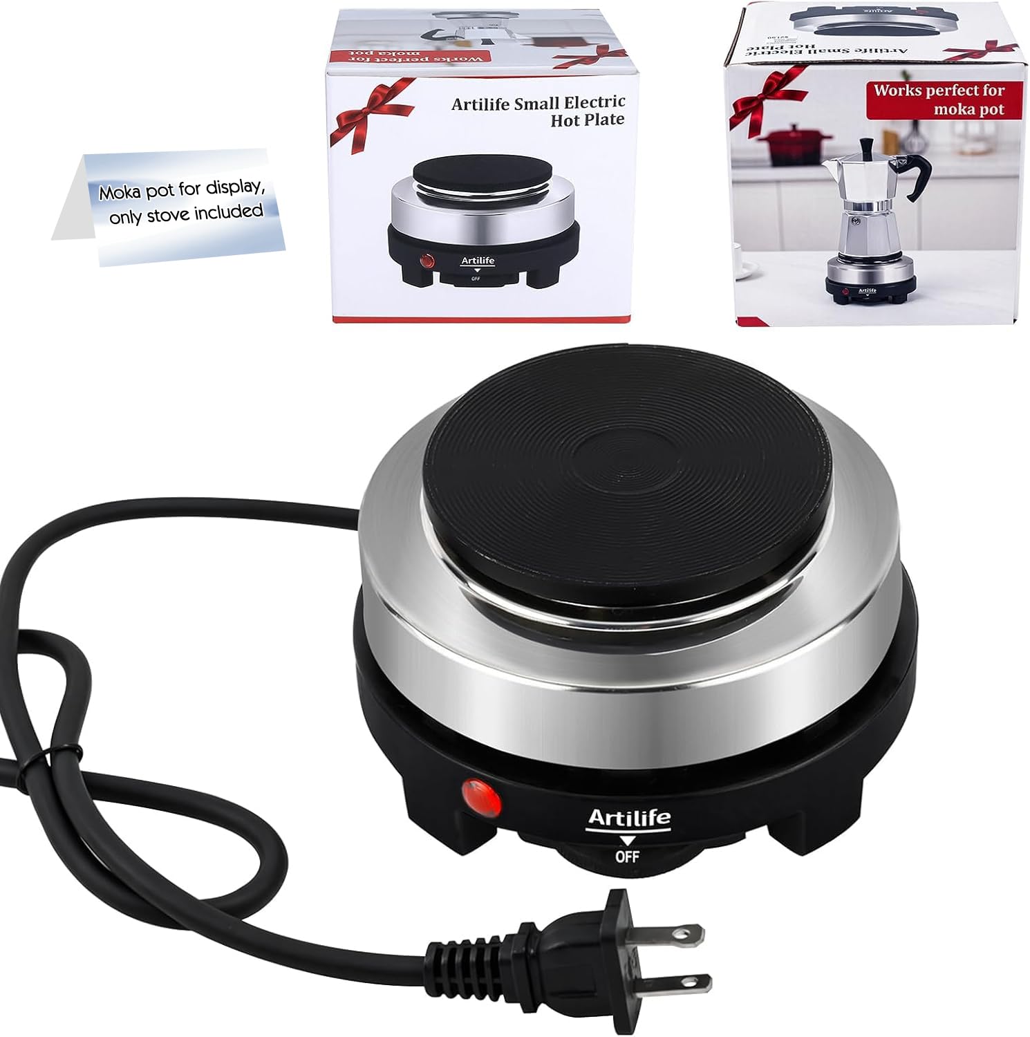 Amazon.com: Artilife 500W Mini Electric Hot Plate - Moka Pot