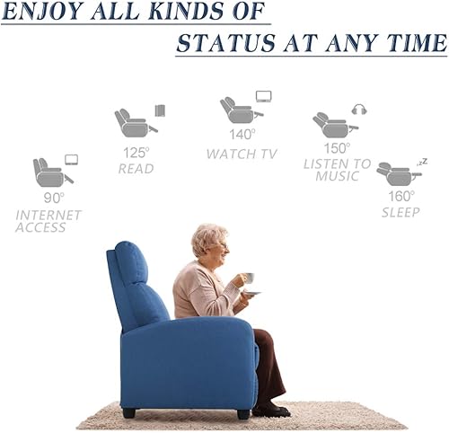 Miniatura 6 de FDW Silla reclinable, silla de masaje, silla de lectura, sofá reclinable, asiento de cine en casa con soporte lumbar, masaje y respaldo acolchado