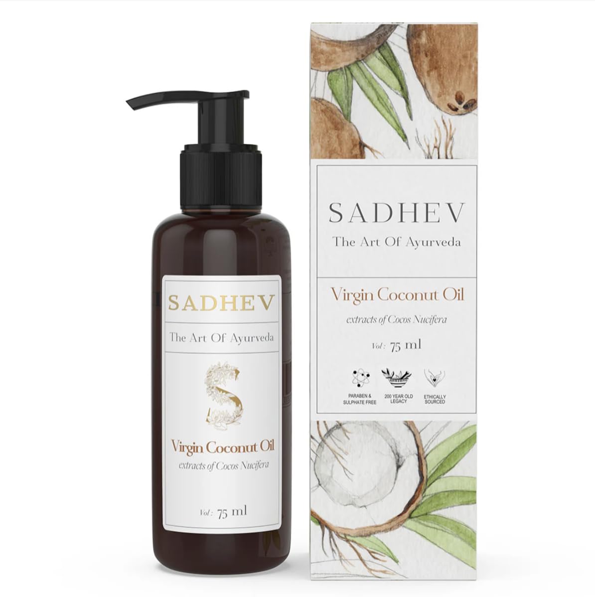 Sadhev Virgin Coconut Oil | Cold Pressed | Organic Multi-Purpose Oil for Skin & Hair | Hydrates, Nourishes, Repairs Dry, Frizzy Hair & Dull Skin | Vegan & No Chemicals | 75ml-image-30