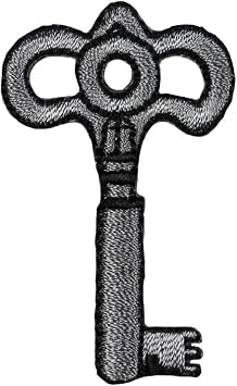 ID 3210A Iron Skeleton Key Patch Old Door Lock Embroidered Iron On Applique