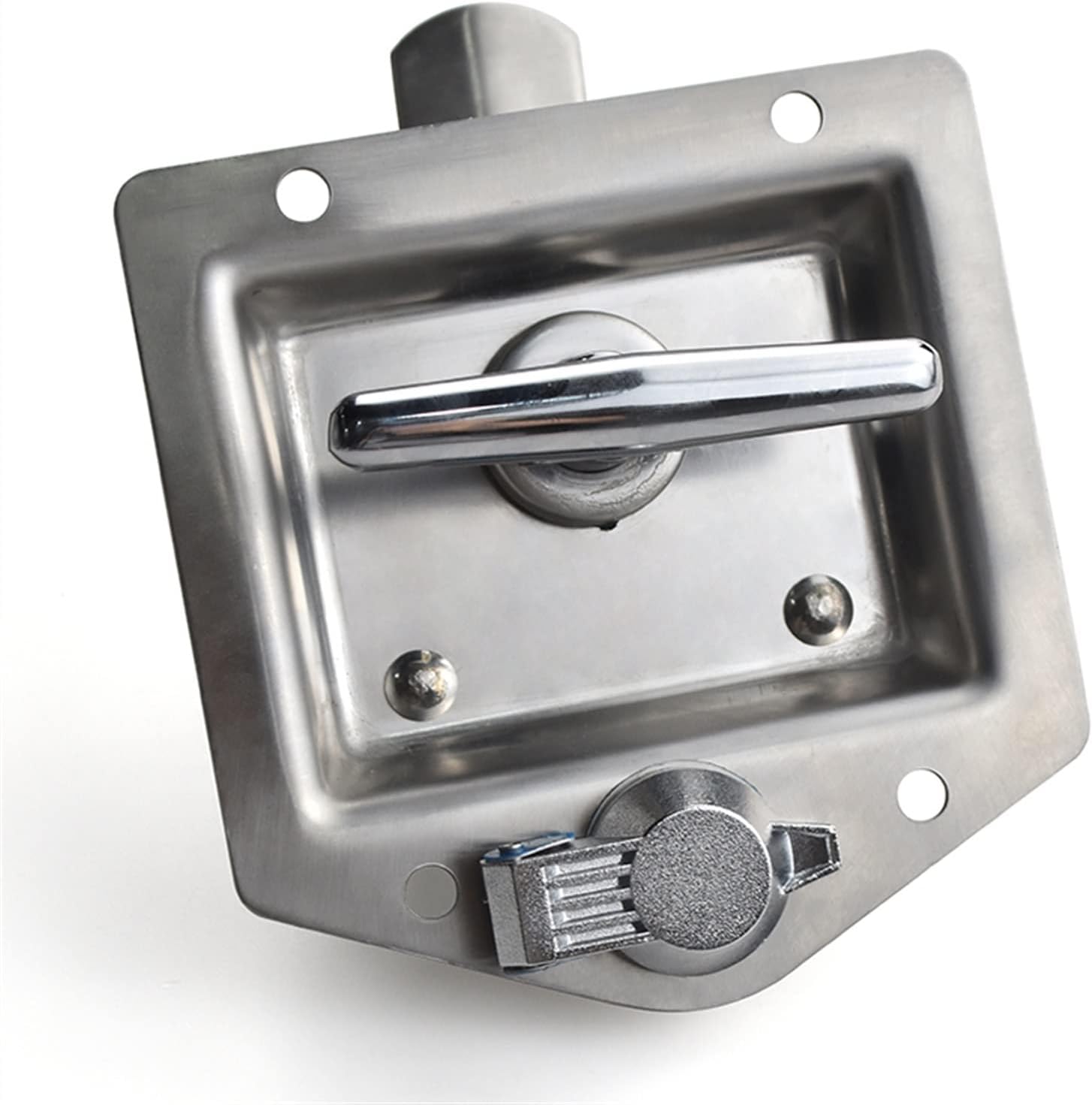 Trailer Door Latch T-Handle Lock Highly Polished Stainless Steel Keys with Gasket - Folding T Handle RV Camper Truck 1Pcs