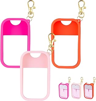 TERPINK Silicone Case Compatible with Touchland Hand Sanitizer Spray, Protective Case with Keychain for Power Mist and Glow Mist 1 fl oz, Hand Sanitizer Spray Accessory (Colourful 1, 3 Pack)