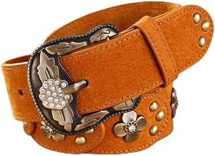 Amazon | [Fintier] ファッション ウエスタン 花 クリスタル レザー