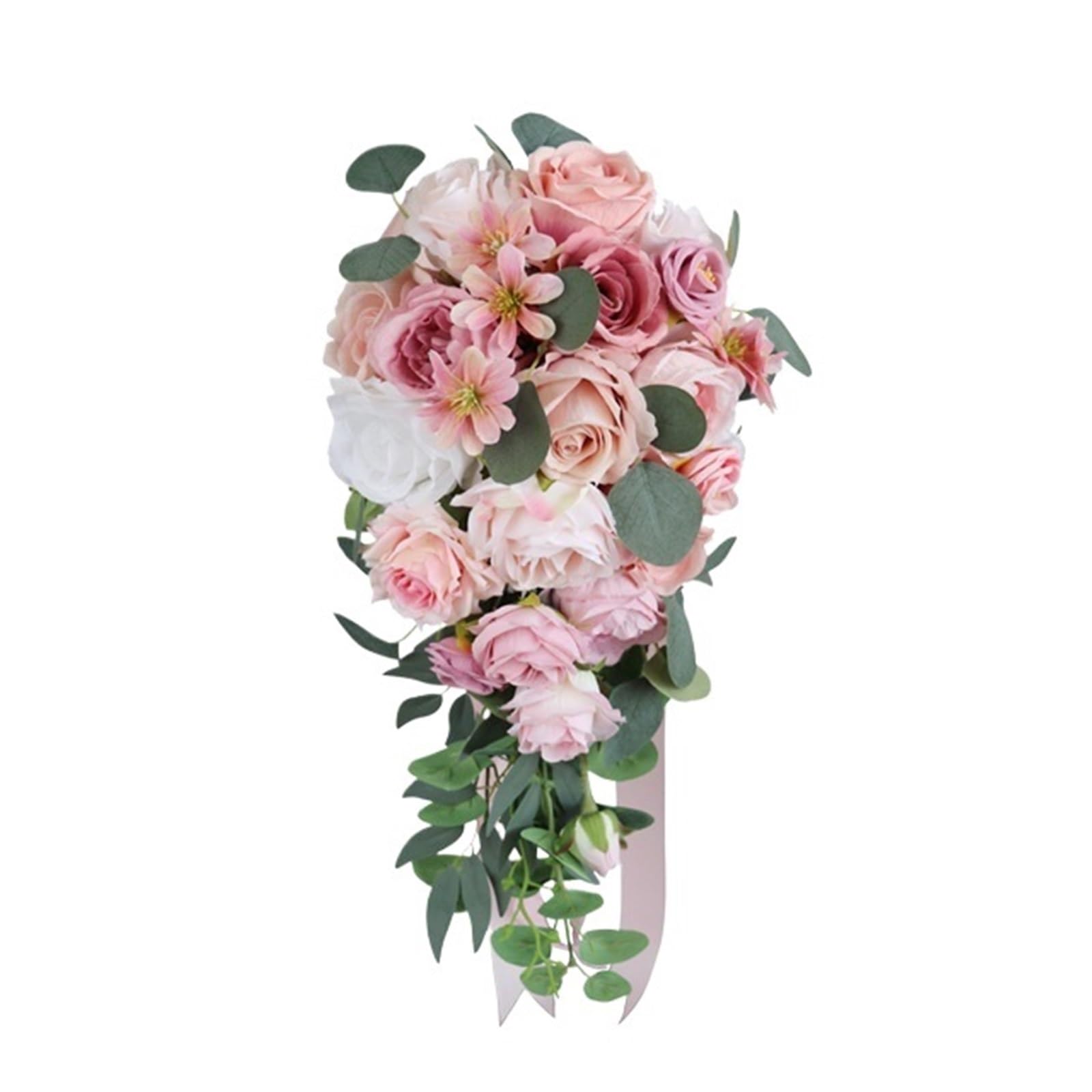 Gijmzy Rose Casading Wedding Bouquets For Bride Handmade Silk